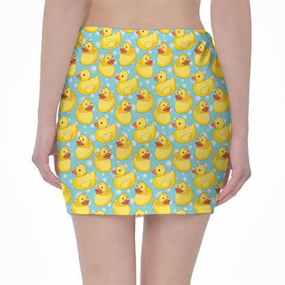 Cute Cartoon Duck Pattern Print Pencil Mini Skirt
