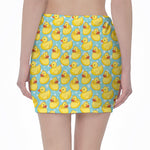 Cute Cartoon Duck Pattern Print Pencil Mini Skirt