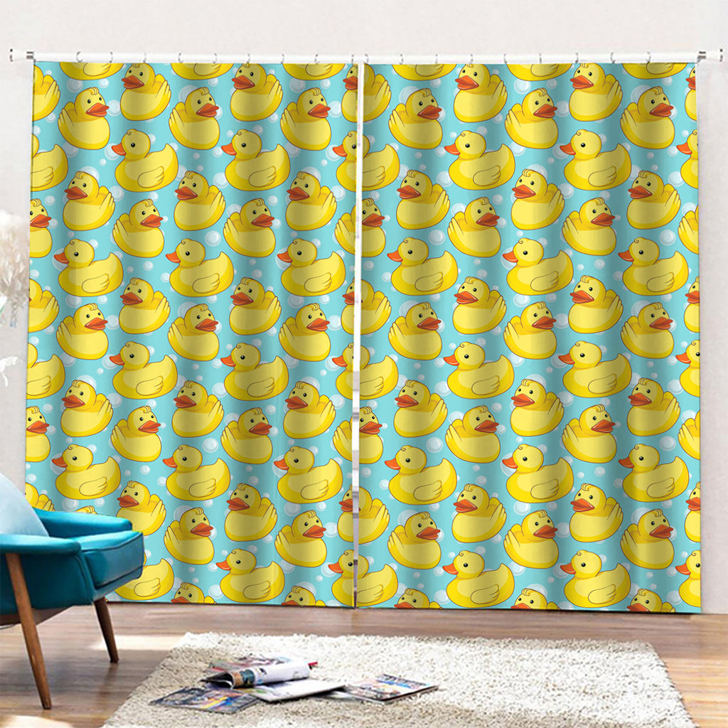 Cute Cartoon Duck Pattern Print Pencil Pleat Curtains