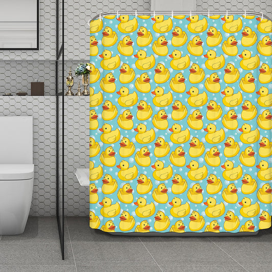 Cute Cartoon Duck Pattern Print Polyester Shower Curtain