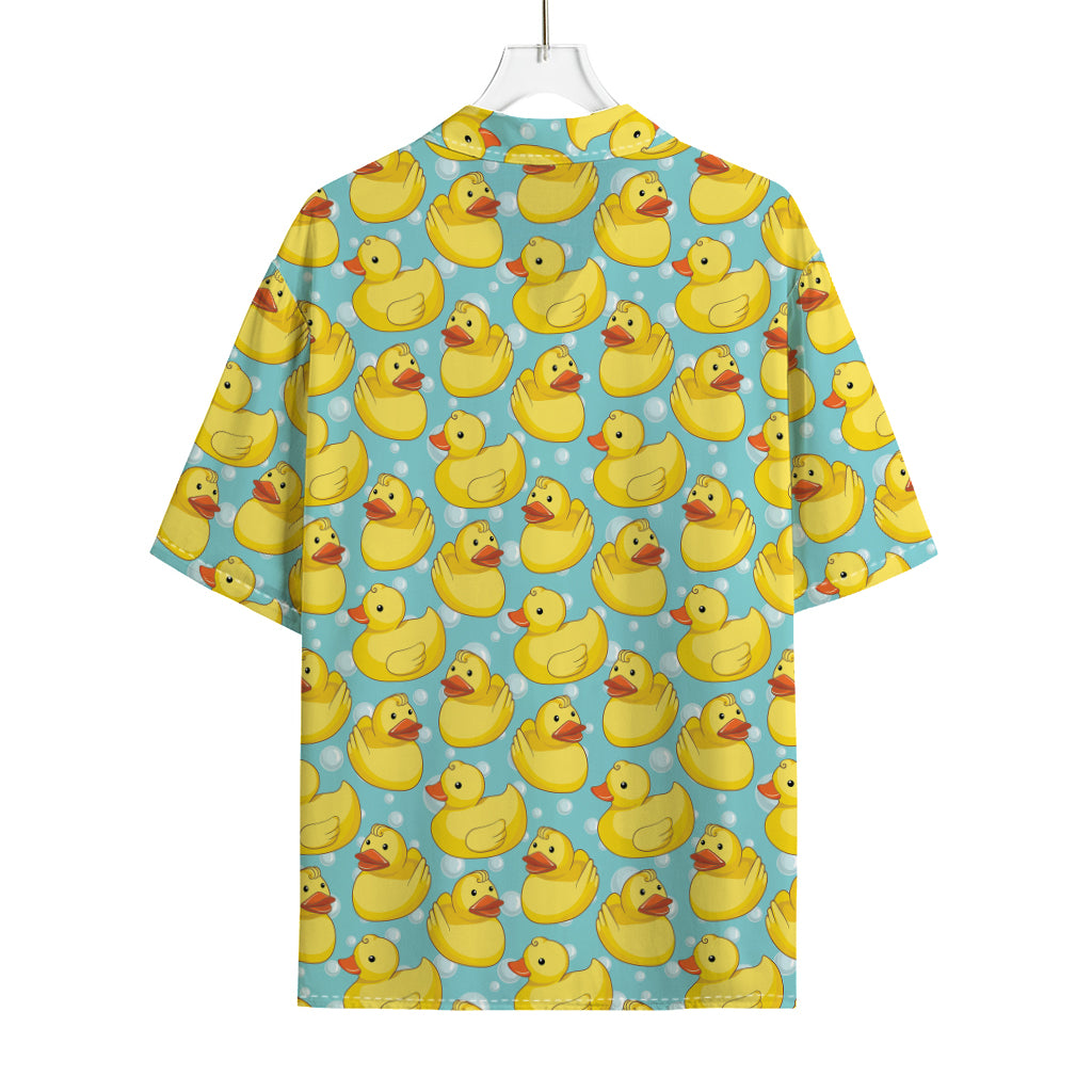 Cute Cartoon Duck Pattern Print Rayon Hawaiian Shirt