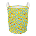 Cute Cartoon Duck Pattern Print Round Laundry Basket