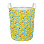 Cute Cartoon Duck Pattern Print Round Laundry Basket