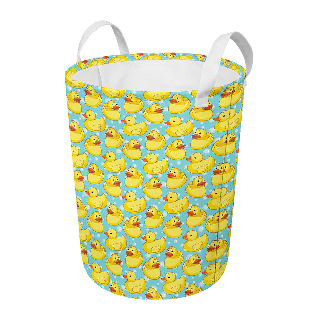 Cute Cartoon Duck Pattern Print Round Laundry Basket