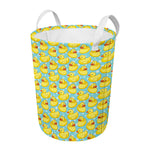 Cute Cartoon Duck Pattern Print Round Laundry Basket