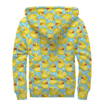 Cute Cartoon Duck Pattern Print Sherpa Lined Zip Up Hoodie