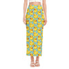 Cute Cartoon Duck Pattern Print Side Slit Maxi Skirt