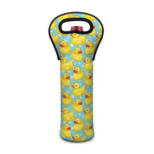 Cute Cartoon Duck Pattern Print Single Neoprene Wine Tote