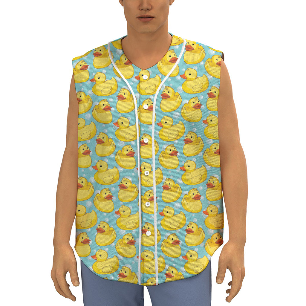 Cute Cartoon Duck Pattern Print Sleeveless Baseball Jersey