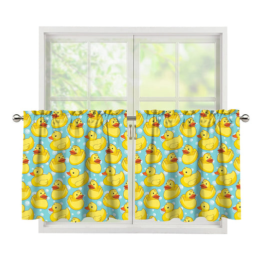 Cute Cartoon Duck Pattern Print Tier Curtains