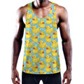 Cute Cartoon Duck Pattern Print Men's Workout Tank Top
