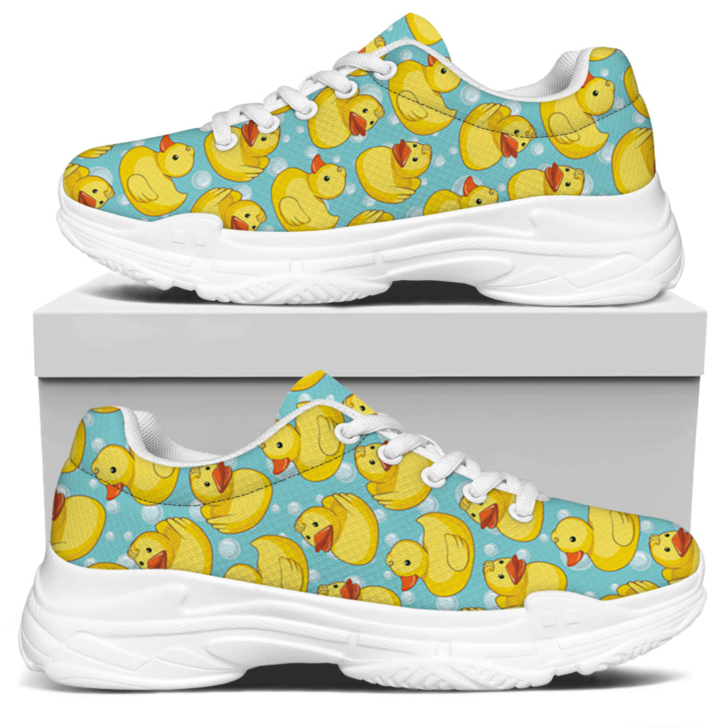 Cute Cartoon Duck Pattern Print White Chunky Shoes