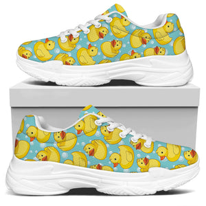 Cute Cartoon Duck Pattern Print White Chunky Shoes