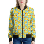 Cute Cartoon Duck Pattern Print Women's Bomber Jacket