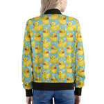 Cute Cartoon Duck Pattern Print Women's Bomber Jacket