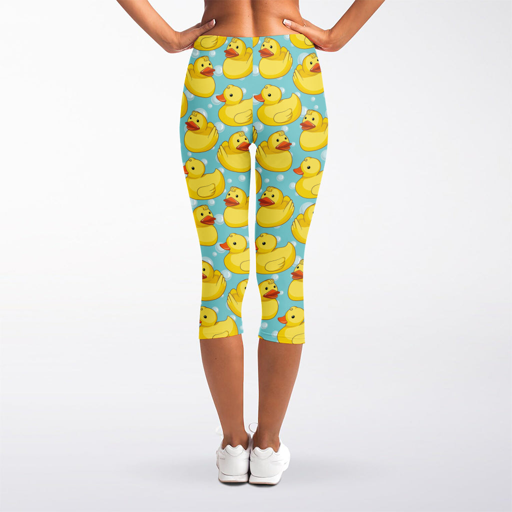 Cute Cartoon Duck Pattern Print Women's Capri Leggings