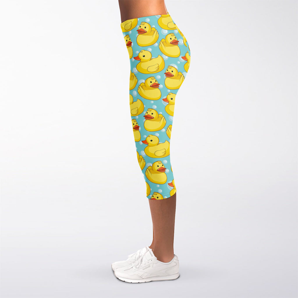 Cute Cartoon Duck Pattern Print Women's Capri Leggings