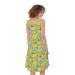 Cute Cartoon Duck Pattern Print Women's Sleeveless Dress