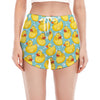 Cute Cartoon Duck Pattern Print Women's Split Running Shorts