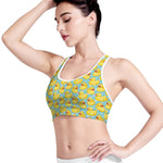 Cute Cartoon Duck Pattern Print Women's Sports Bra