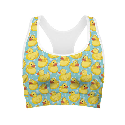 Cute Cartoon Duck Pattern Print Women's Sports Bra