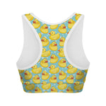 Cute Cartoon Duck Pattern Print Women's Sports Bra