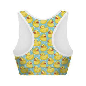 Cute Cartoon Duck Pattern Print Women's Sports Bra