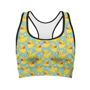 Cute Cartoon Duck Pattern Print Women's Sports Bra