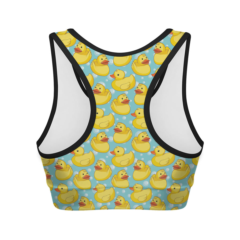 Cute Cartoon Duck Pattern Print Women's Sports Bra