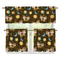 Cute Cartoon Gemini Pattern Print 3 Piece Kitchen Curtains