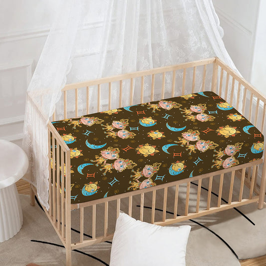 Cute Cartoon Gemini Pattern Print Baby Crib Sheet