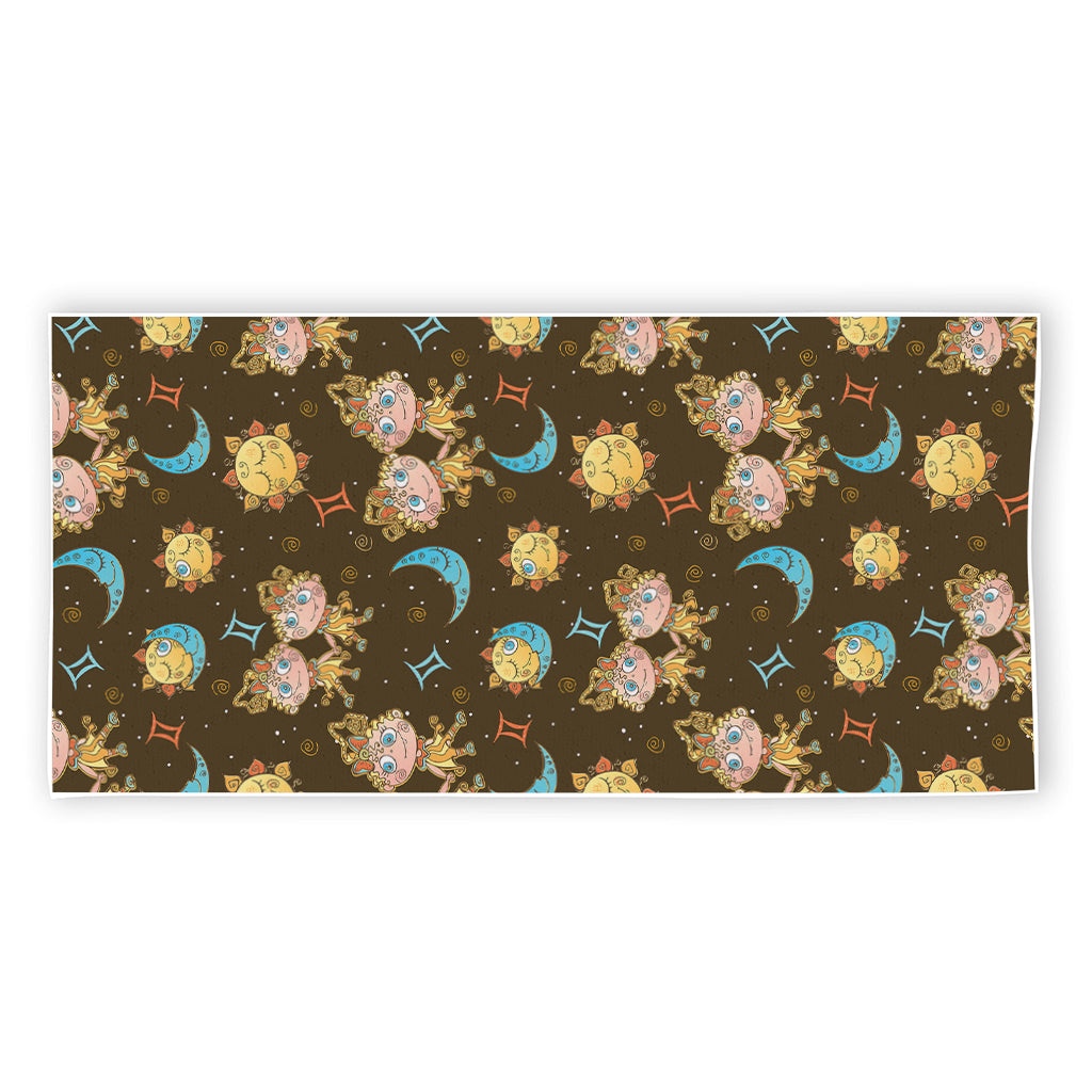 Cute Cartoon Gemini Pattern Print Beach Towel