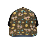 Cute Cartoon Gemini Pattern Print Black Mesh Trucker Cap