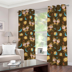 Cute Cartoon Gemini Pattern Print Blackout Grommet Curtains