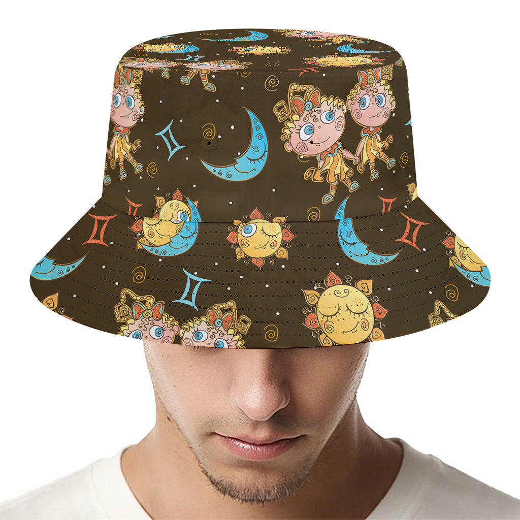 Cute Cartoon Gemini Pattern Print Bucket Hat