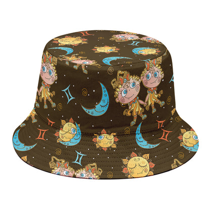 Cute Cartoon Gemini Pattern Print Bucket Hat