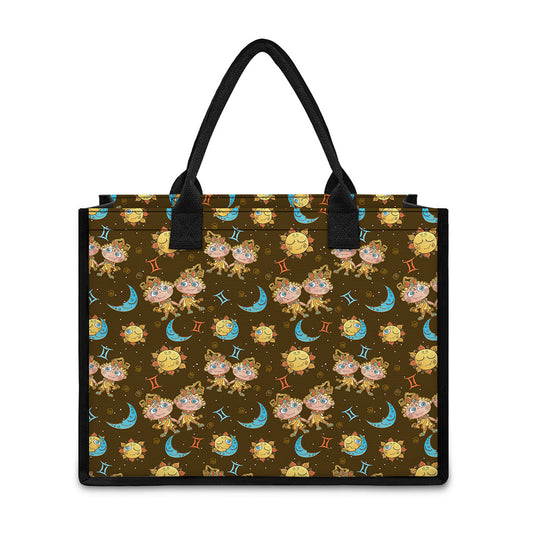 Cute Cartoon Gemini Pattern Print Canvas Tote Bag