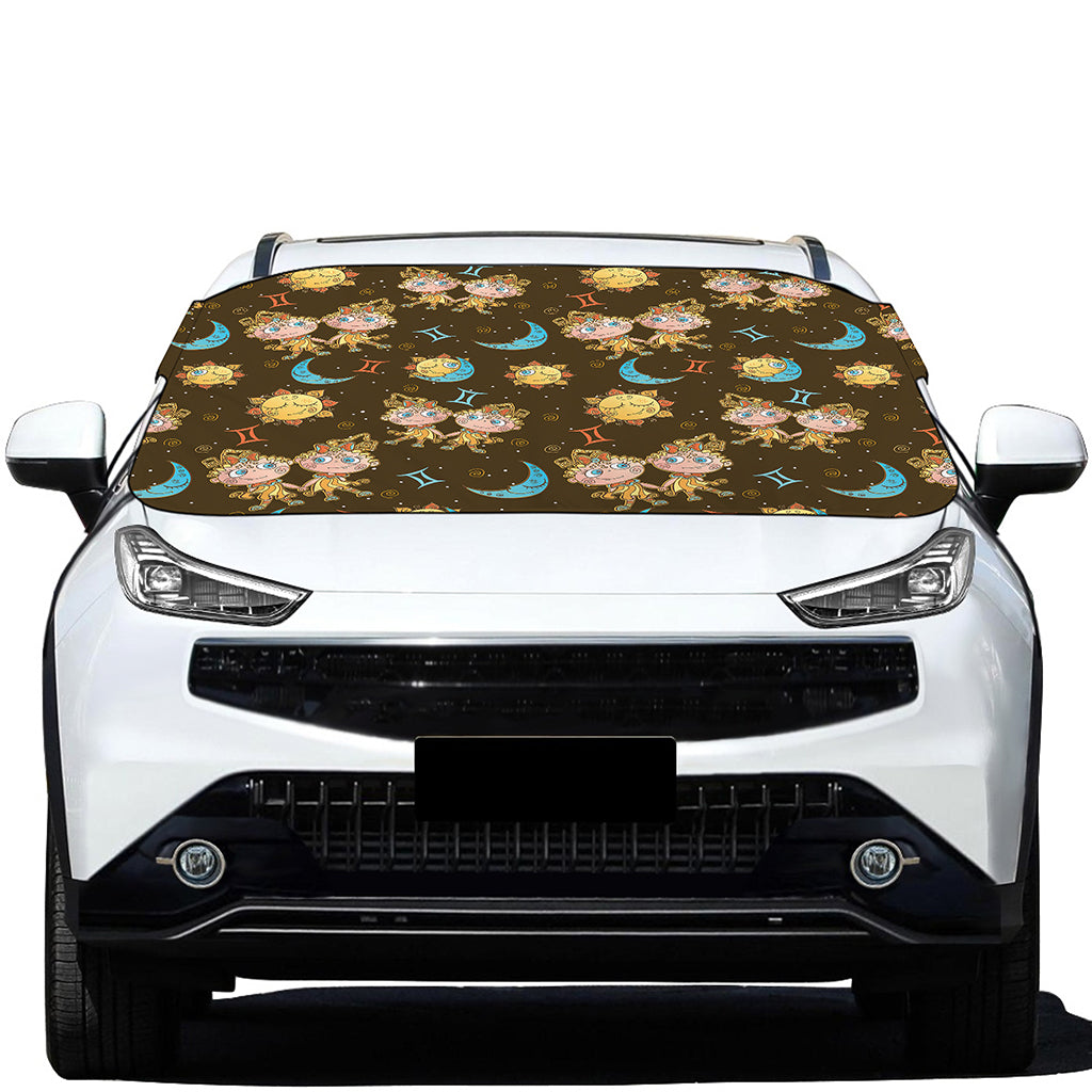 Cute Cartoon Gemini Pattern Print Car Windshield Snow Cover