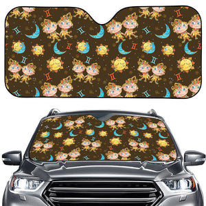 Cute Cartoon Gemini Pattern Print Car Windshield Sun Shade