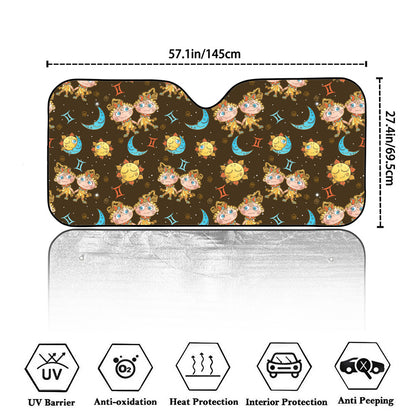 Cute Cartoon Gemini Pattern Print Car Windshield Sun Shade
