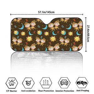 Cute Cartoon Gemini Pattern Print Car Windshield Sun Shade