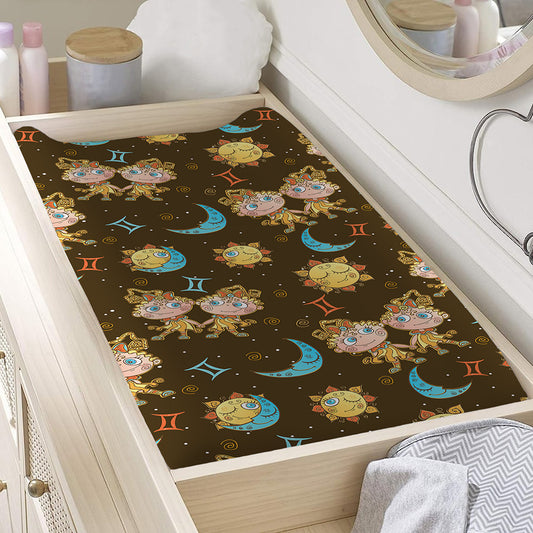 Cute Cartoon Gemini Pattern Print Changing Pad Cover