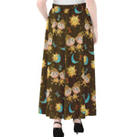 Cute Cartoon Gemini Pattern Print Chiffon Maxi Skirt