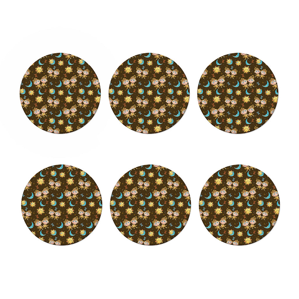 Cute Cartoon Gemini Pattern Print Coaster Set