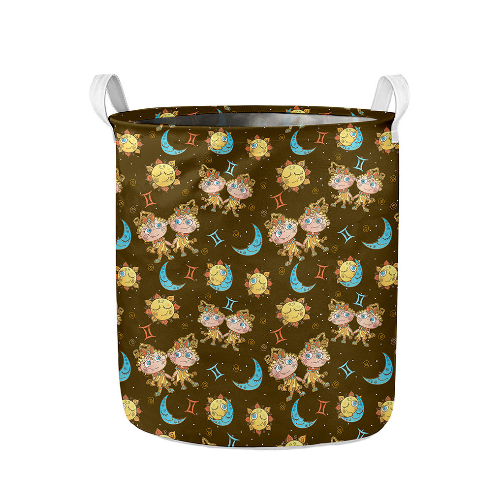 Cute Cartoon Gemini Pattern Print Collapsible Laundry Basket