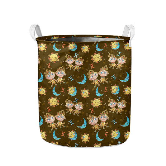 Cute Cartoon Gemini Pattern Print Collapsible Laundry Basket
