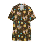 Cute Cartoon Gemini Pattern Print Cotton Hawaiian Shirt
