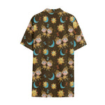 Cute Cartoon Gemini Pattern Print Cotton Hawaiian Shirt
