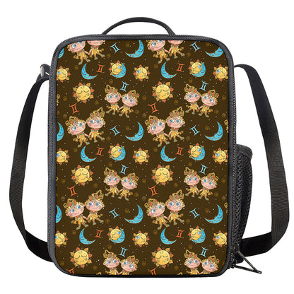 Cute Cartoon Gemini Pattern Print Crossbody Lunch Bag