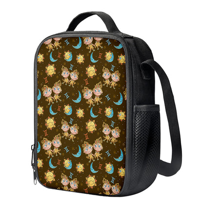 Cute Cartoon Gemini Pattern Print Crossbody Lunch Bag